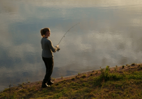 Fishing at dusk