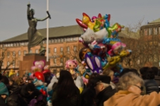 A lot of colorful balloons, hearts, rabbits ...